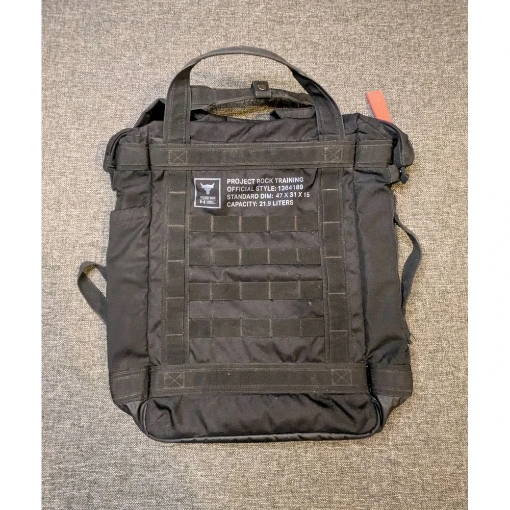 Under Armour x Project Rock Box Duffle Backpack Bag Black 21.9 Liter 1364189